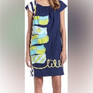 Lilly Pulitzer Blue Dress with Bold Print